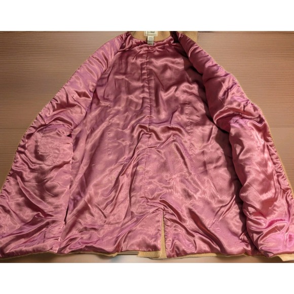 LL Bean Wool Toggle Duffle Coat Womens 2X Hooded Tan Beige Winter Jacket - Picture 3 of 10